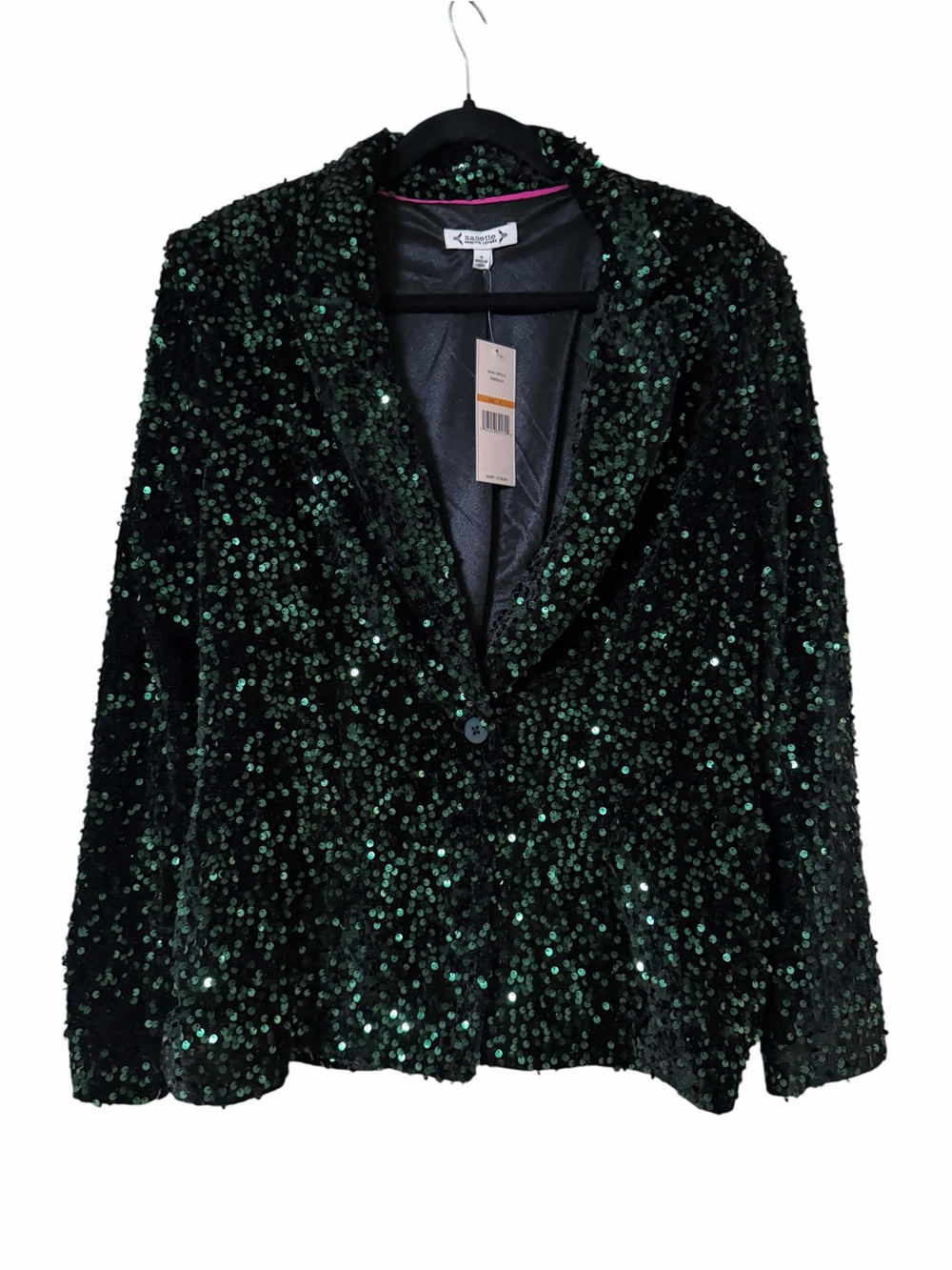 Nanette Lepore Emerald Green Sequin Blazer Jacket